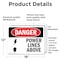 Signmission Power Lines Above Danger Sign, Vinyl Decal, 18in W x 12in L, 2PK OS-2PACK-DS-D-1218-L-1536 - alternate 4